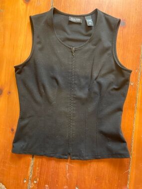 New York & Company Black Sleeveless Zip-Front Shell Top